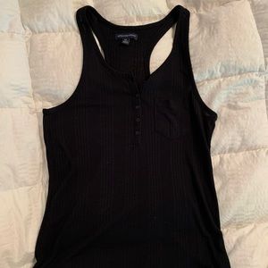 American Eagle Ribbed Black Racerback Tank Top